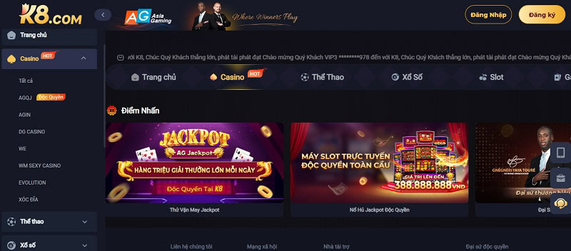 Casino trực tuyến tại nhà cái K8