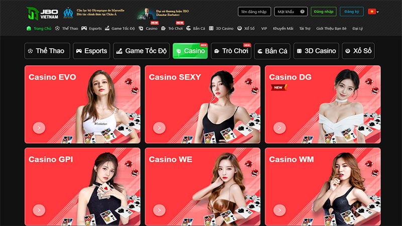 Casino trực tuyến của Jbo là một địa chỉ giải trí thú vị không kém