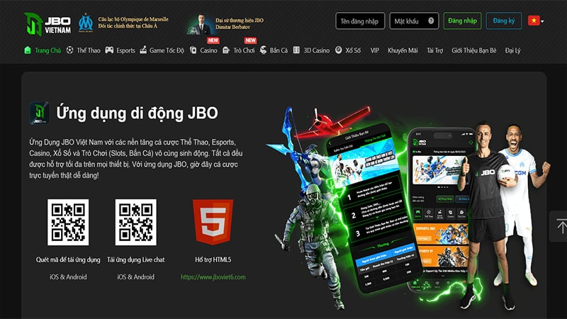 Giao diện nhà cái Jbo có thiết kế dễ nhìn và dễ thao tác