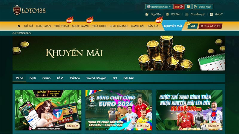 Đa dạng các thể loại Khuyến mãi & ưu đãi Loto188