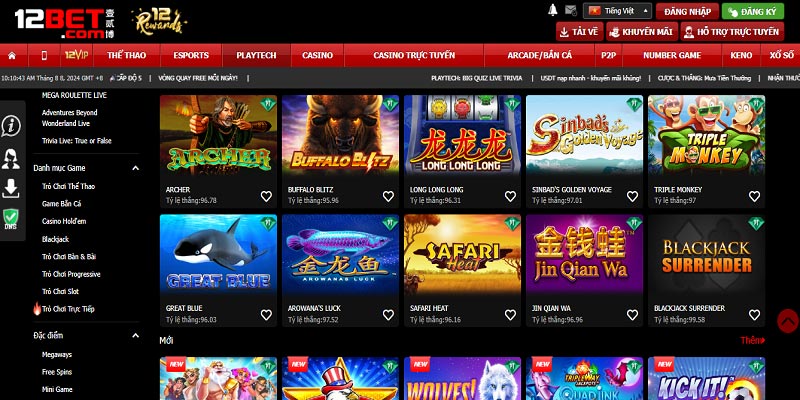 Playtech 12bet thu hút rất nhiều thành viên tham gia