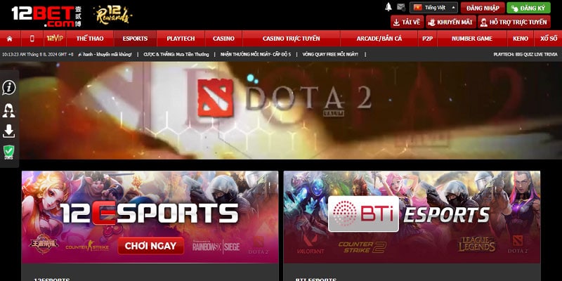 Sảnh E-sports 12Bet có nhiều thể loại cho người chơi lựa chọn