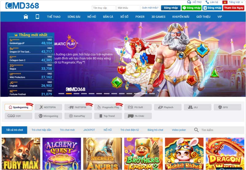 Slot Game tại CMD368 với kho trò chơi mới lạ