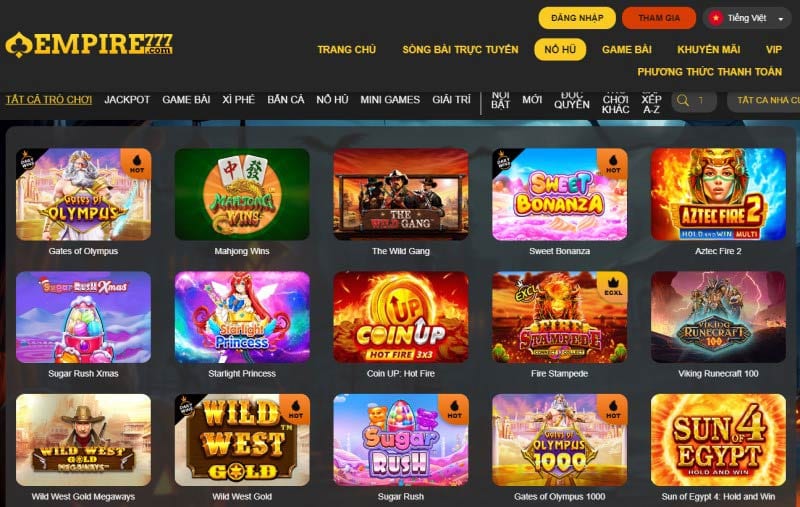 Slot Empire777 đem đến nhiều trò quay số trúng thưởng mới lạ