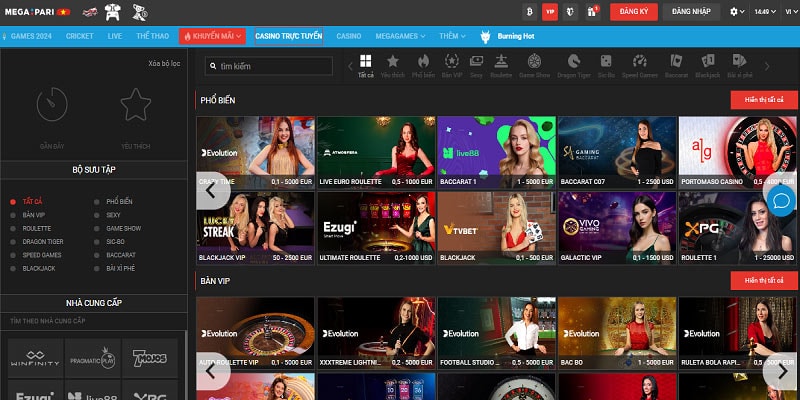 Cá cược casino Megapari được đông đảo người tham gia