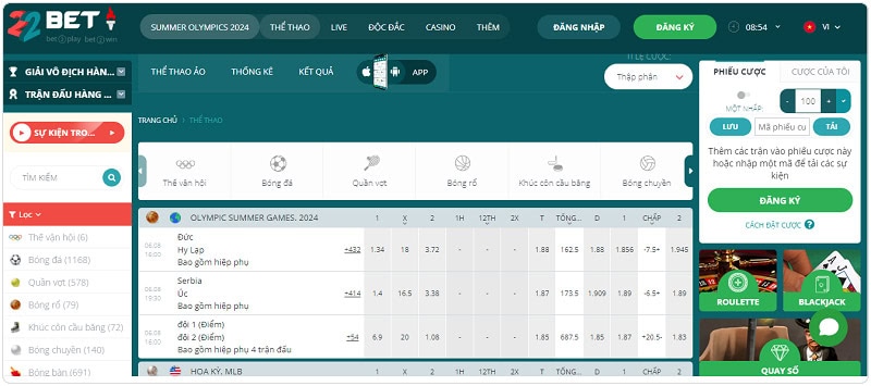 Sảnh cược thể thao 22Bet thu hút nhiều người chơi