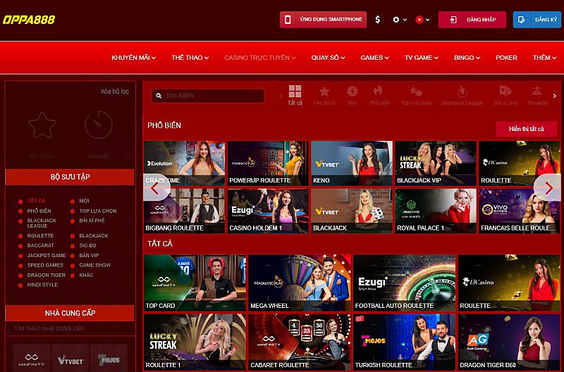 Casino Oppa888 với nhiều sảnh cược uy tín