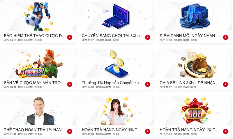 Nhiều chương trình khuyến mãi tại nhà cái uy tín 8xbet