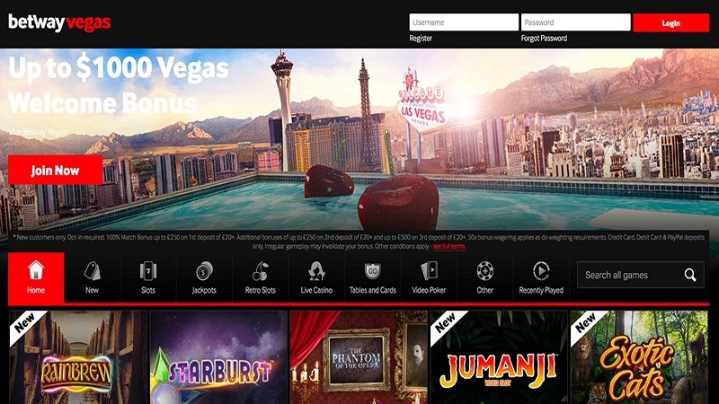 Betway cung cấp các trò chơi đánh bạc chuẩn sòng Las Vegas