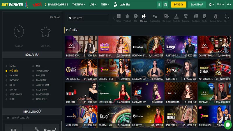 Cá cược casino Betwinner