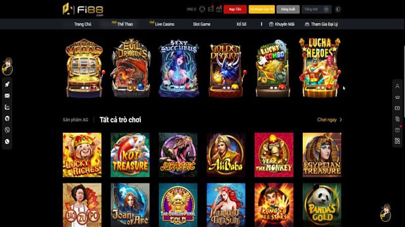 Slot Game Fi88 với nhiều trò chơi mới lạ