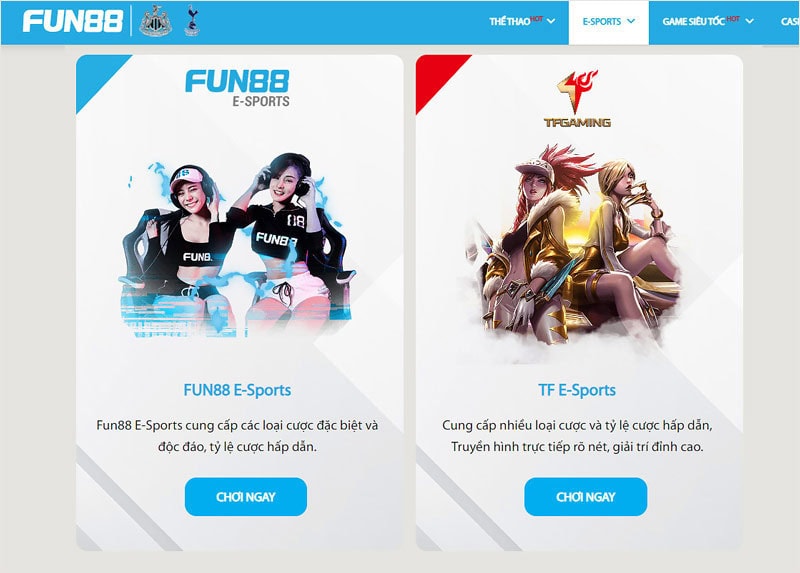 Cá độ Fun88 Esport với nhiều kèo cược đa dạng