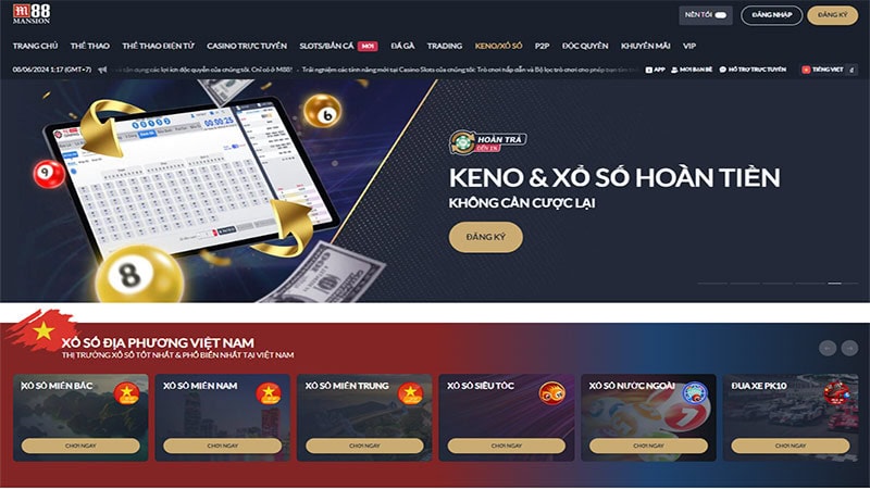 Hình thức xổ số lô đề đã có mặt tại nhà cái casino M88