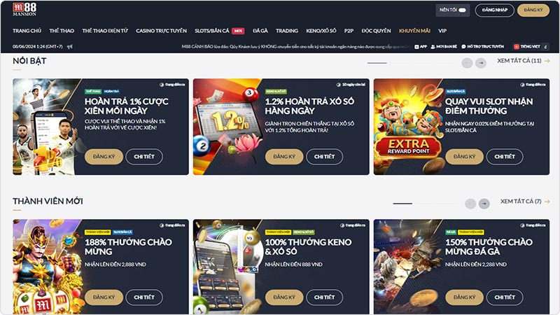 Casino M88 không ngừng cập nhật các chương trình khuyến mãi vô cùng hấp dẫn