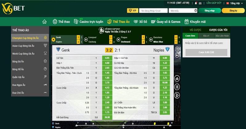 Sảnh thể thao v9bet có nhiều kèo cạnh tranh hấp dẫn