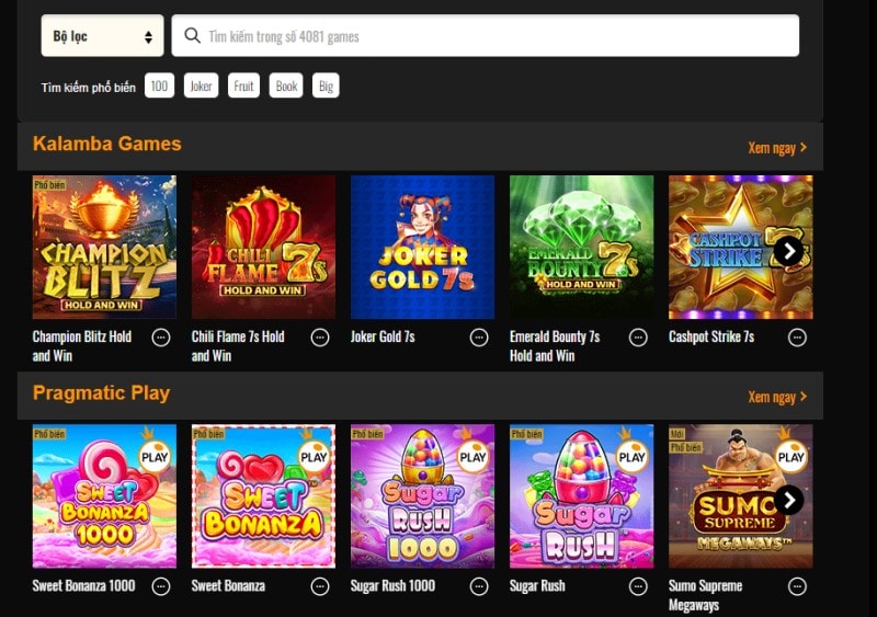 Slot Game Live Casino House đa dạng nhiều thể loại