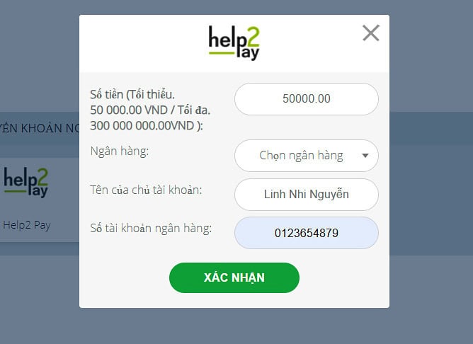 Điền đầy đủ thông tin thực hiện rút tiền 22Bet