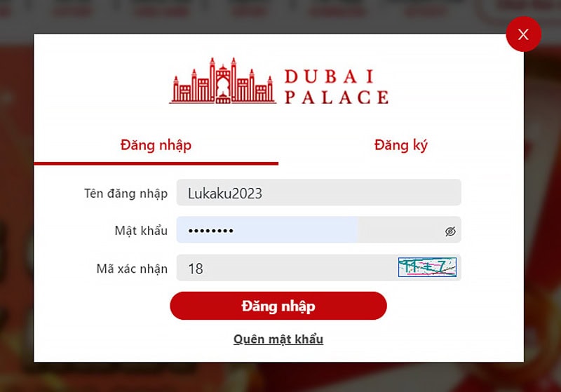 Điền thông tin đăng nhập Dubai Casino