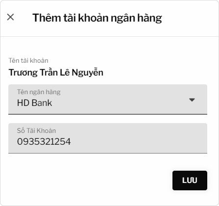 Nhập thông tin tài khoản ngân hàng rút tiền tại 188bet và nhấn Lưu