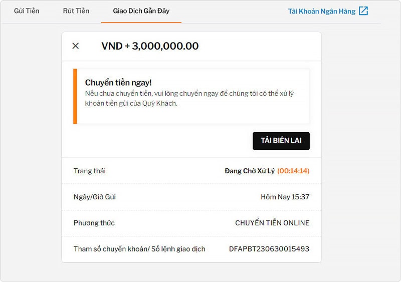 Sau khi gửi tiền 188Bet, bạn nên giữ lại biên lai và tải lên để hoàn tất