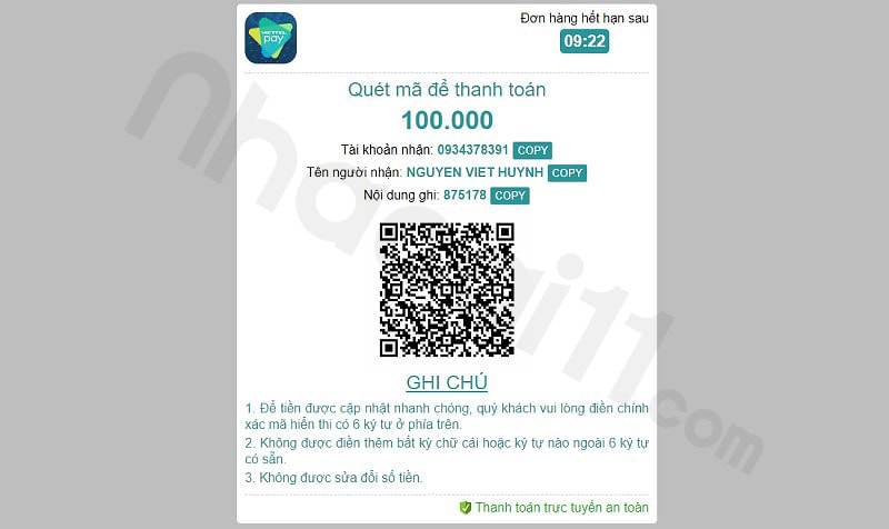 Chuyển tiền đến tài khoản Viettel Pay của Hi88 