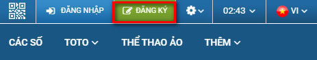 Nhấn chọn vào mục Đăng ký 1Xbet