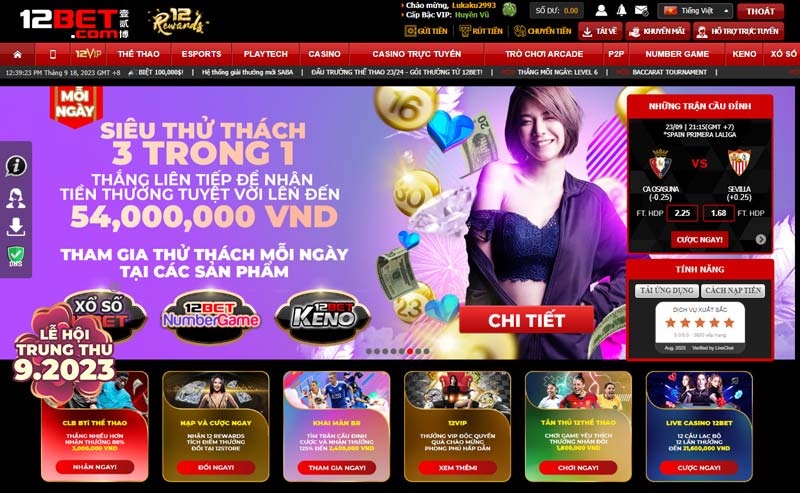 Rút tiền 12bet thành công 