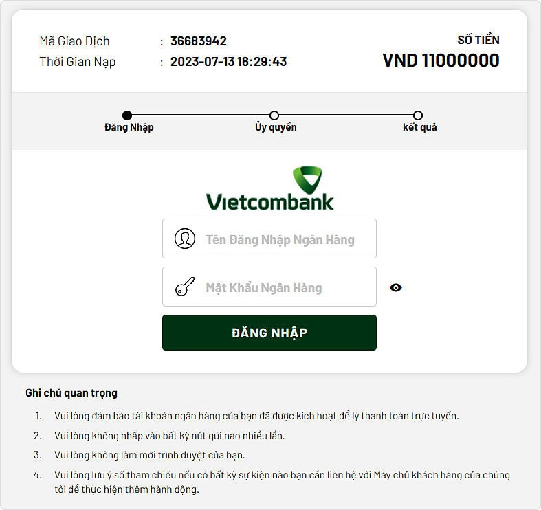 Đăng nhập vào app ngân hàng và giao dịch chuyển tiền