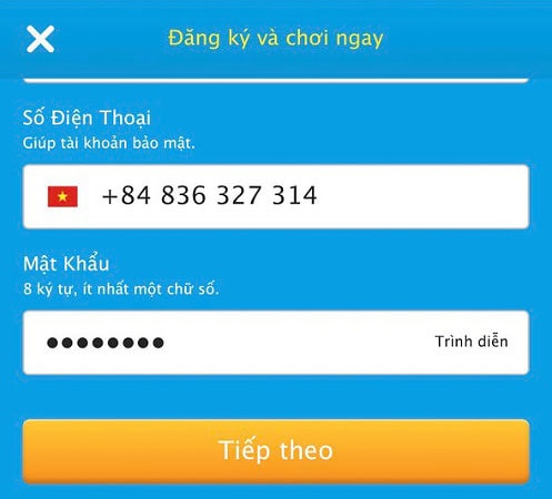 Đăng ký tài khoản Happyluke trên thiết bị điện thoại