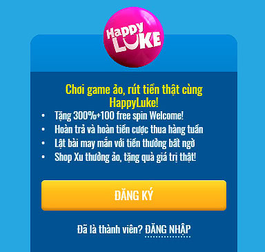 Nhấp chọn vào đăng ký Happyluke