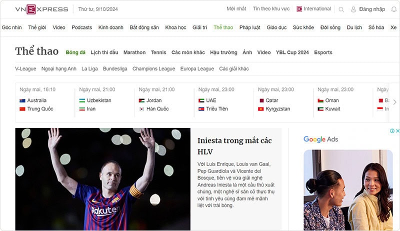 Vnexpress.net - Trang web nhận định bóng đá