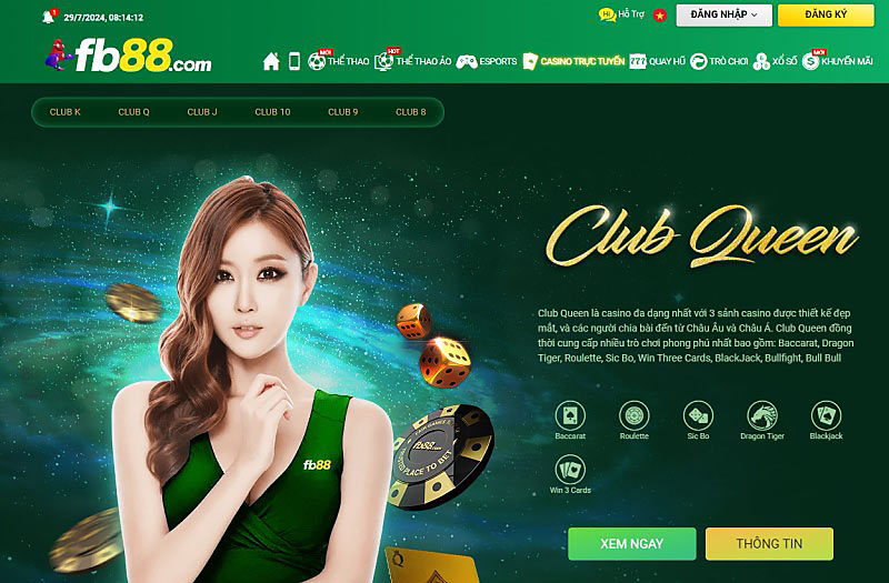 Giao diện và đồ họa hiện đại của casino trực tuyến FB88