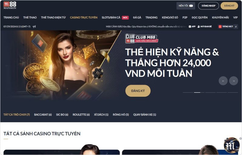 M88 là thương hiệu quá quen thuộc về đánh bài online