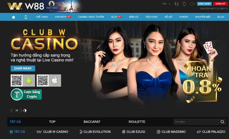 Nhắc đến casino trực tuyến uy tín thì W88 xứng đáng là cái tên đứng đầu