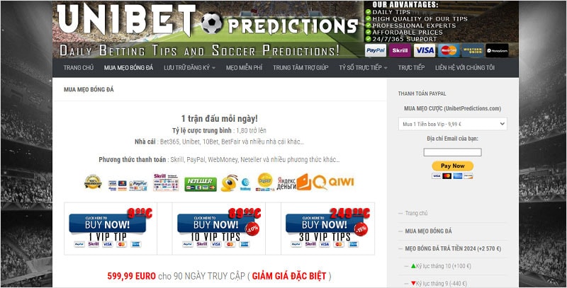 Unibetpredictions cung cấp cả mẹo miễn phí và trả phí